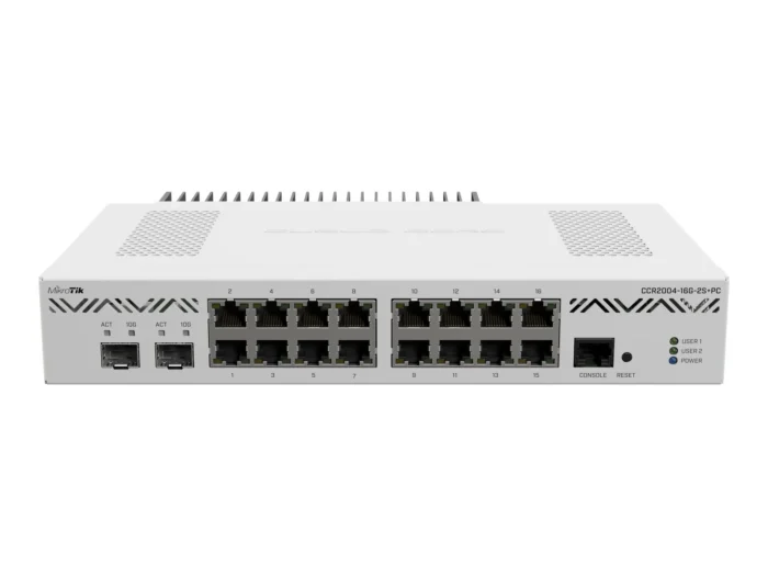 Routeur 16 ports RJ45, 2 ports SFP+ MikroTik CCR2004-16G-2S+PC